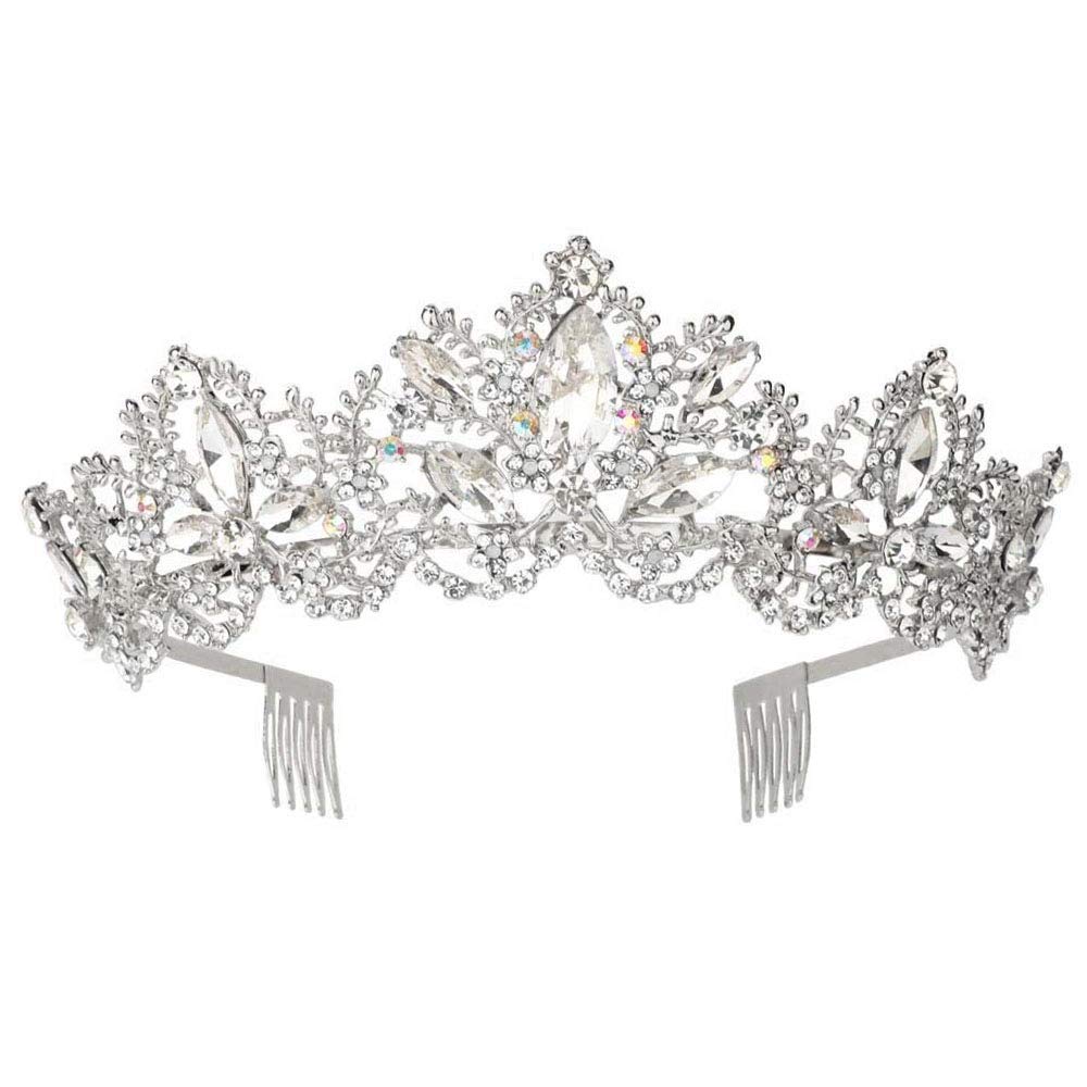 PALAY Hair Accessories Head Women's Crown with Comb-Baroque AB Crystal Crown is suitable for bride, queen, princess and girl in birthday party (Silver) PALAY Hair Accessories Head Women's Crown with Comb-Baroque AB Crystal Crown is suitable for bride, queen, princess and girl in birthday party (Silver)